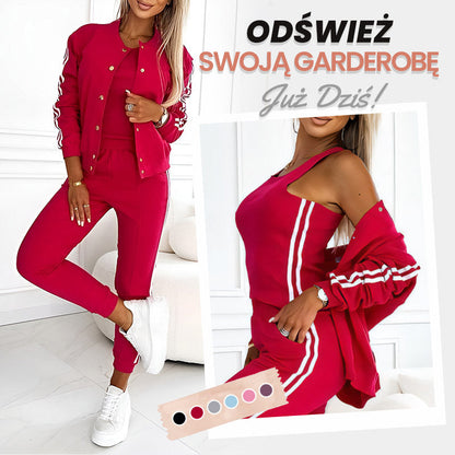 ✨Nowości w wyprzedaży ✨Damska kurtka baseballowa i spodnie, trzyczęściowy zestaw