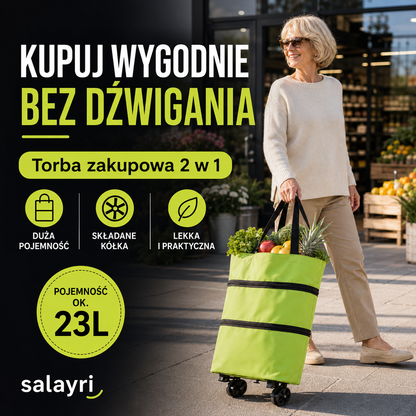 🔥-50% TYLKO TERAZ! Koniec z dźwiganiem zakupów — składany wózek 2w1 z cichymi kółkami 🛒