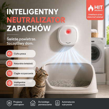 🔥Ograniczona czasowo zniżka 50%! 🌬️Pozbądź się nieprzyjemnych zapachów dzięki temu urządzeniu! Inteligentny i cichy eliminator zapachów po zwierzętach