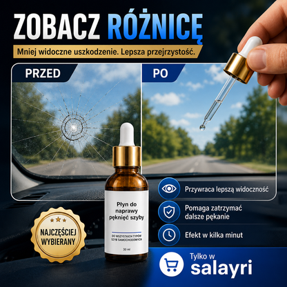 🏭Prosto z fabryki szkła, kup 3, a 2 dostaniesz gratis！💦Jedna kropla naprawia wszystkie pęknięcia szkła！🚗Środek do naprawy pęknięć szkła