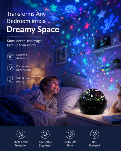 Lampki nocne z obrotowym projektorem gwiazd typu 2 w 1