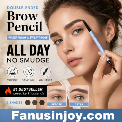 💥Niesamowita zniżka！👱‍♀️Wystarczy jedno pociągnięcie, by wydobyć Twoje naturalne piękno！Wodoodporna, dwustronna kredka do brwi z ukośną końcówką