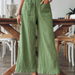 👖 TERAZ 50% ZNIŻKI!🌿 Damskie spodnie codzienne, jednokolorowe, luźne – z wysokim stanem, szerokimi nogawkami i marszczoną fakturą – wygodne spodnie do domu ✨