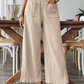 👖 TERAZ 50% ZNIŻKI!🌿 Damskie spodnie codzienne, jednokolorowe, luźne – z wysokim stanem, szerokimi nogawkami i marszczoną fakturą – wygodne spodnie do domu ✨