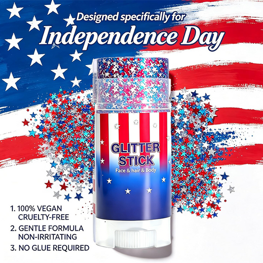Brokatowy sztyft na 4 lipca – uniwersalny brokat do twarzy, ciała i włosów na festiwale i uroczystości patriotyczne