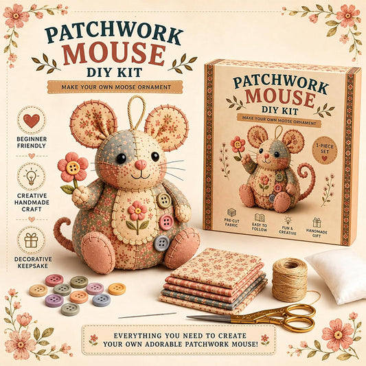 🔥 Bestseller | 🧸🎀 Zestaw do samodzielnego wykonania pluszowej myszki w stylu retro – płatność przy odbiorze