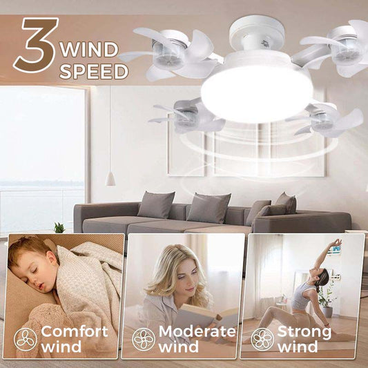 🌀 CICHY WENTYLATOR SUFITOWY Z LAMPĄ E27 – 2w1 LED + pilot | Oszałamiające światło + orzeźwiający wiatr bez hałasu | Energooszczędne chłodzenie do sypialni i salonu 💡❄️