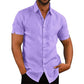 🏖️Summer Hot Sale 50% OFF!👔Men's Casual Short Sleeve Linen Blend Shirt - Stretchable, Breathable & Lightweight for Summer