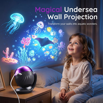 🌊✨ Magiczny Projektor Oceanu i Rozgwieżdżonego Nieba z Muzyką 🎵🌙 | Lampka Nocna dla Dzieci do Sypialni, Dekoracja Pokoju Malucha, Idealny Prezent 🎁👶💤