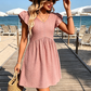Women's Flutter Sleeve V--Neck Summer Dress