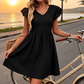 Women's Flutter Sleeve V--Neck Summer Dress