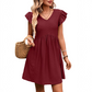 Women's Flutter Sleeve V--Neck Summer Dress