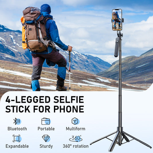 📸 50% zniżki! Czteronożny statyw do telefonu – teleskopowy statyw i kij do selfie w jednym, obrót o 360°, pilot Bluetooth. Idealny na podróże, vlogowanie i do użytku na świeżym powietrzu