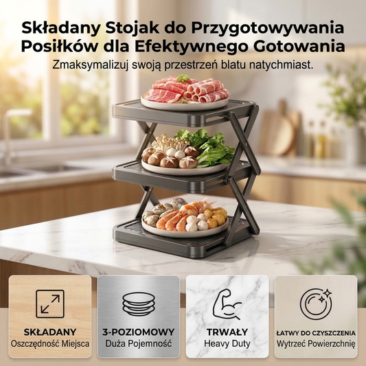 🍽️ 50% RABATU TERAZ! 📦 4-poziomowy stojak na miski – składany, stabilny, maksymalnie wykorzystuje miejsce w Twojej kuchni